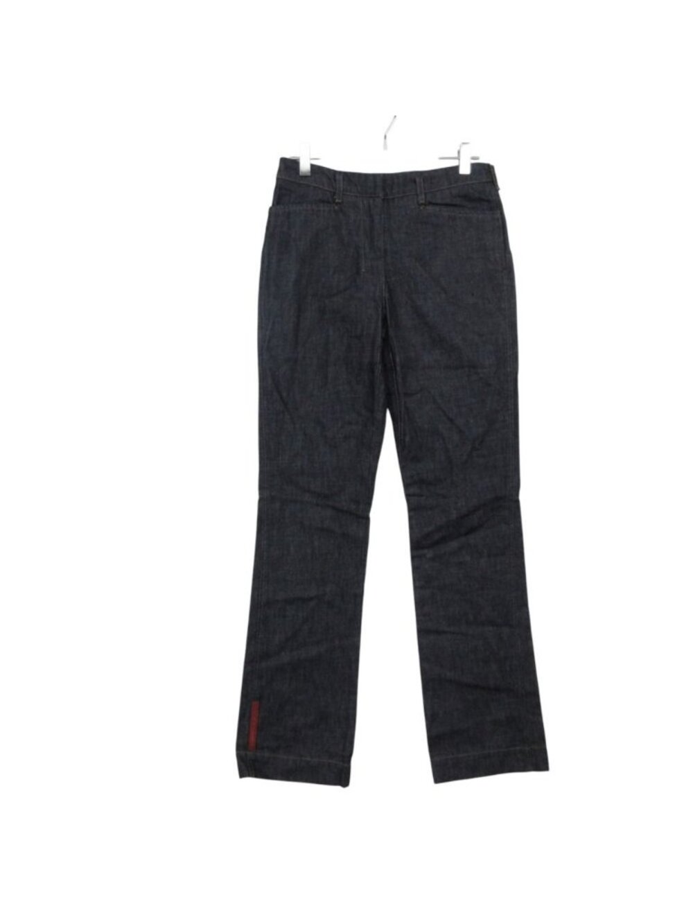 Prada Sports Denim Pants Rubber Logo Slim Straight Jeans Indigo Blue